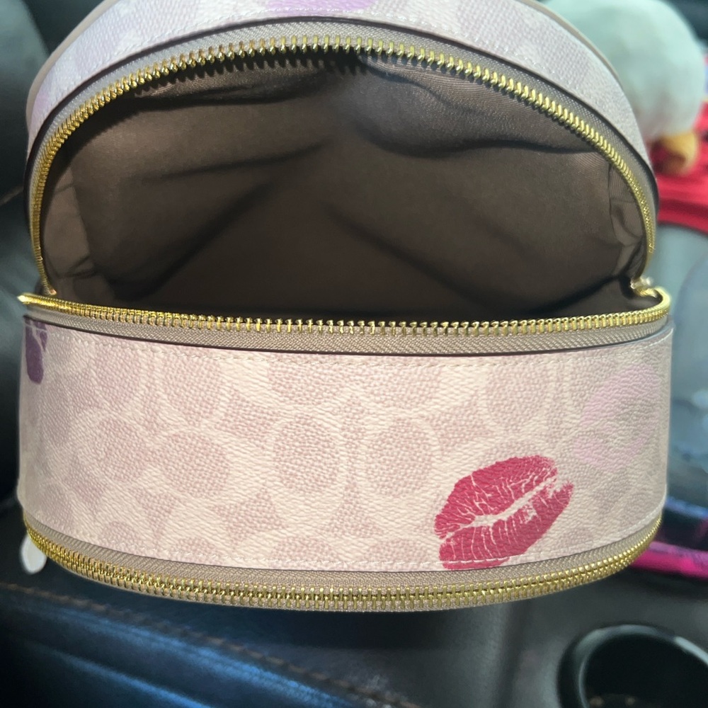 Coach Women's Beige Backpack with Pink and Purple Accents - Picture 6 of 6